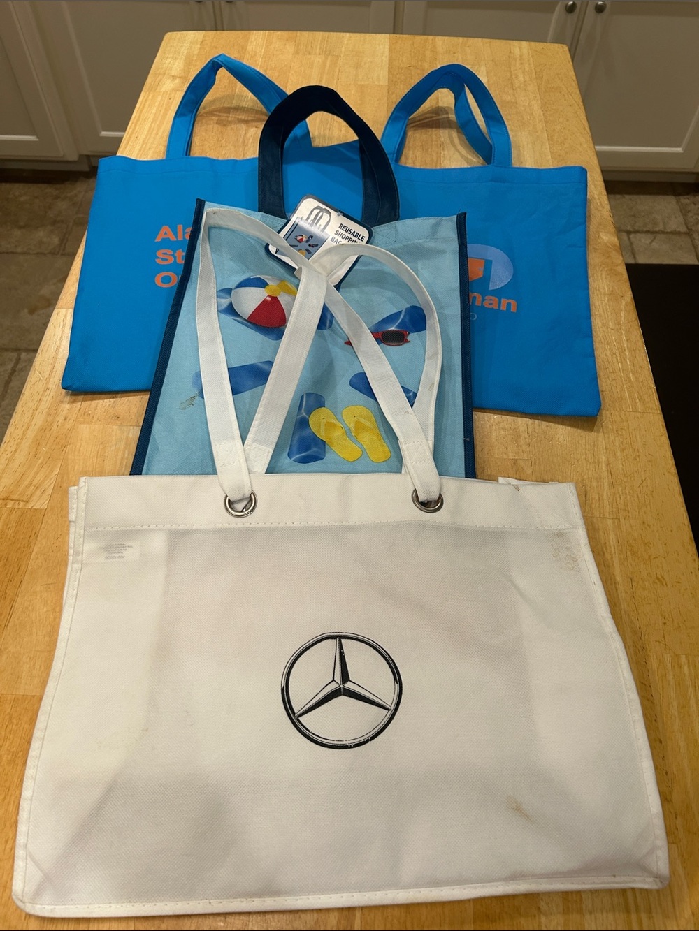 White & Blue Shopping Tote Bags Bundle of 4